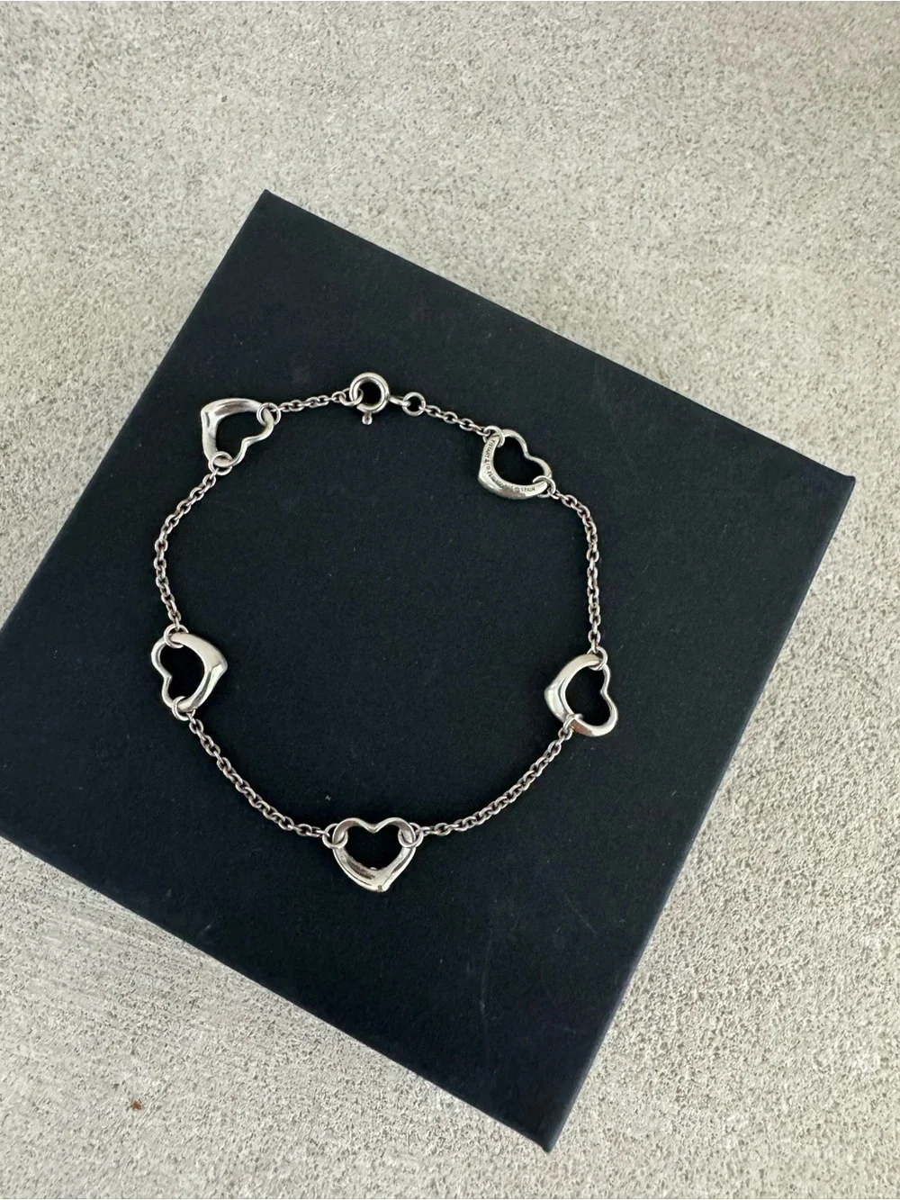 TIFFANY & CO. Elsa Peretti 5 Open Heart Bracelet Sterling Silver 925 Spain